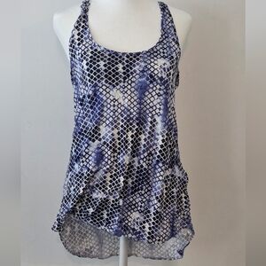 Dynamite Navy & White Patterned Racerback Tank